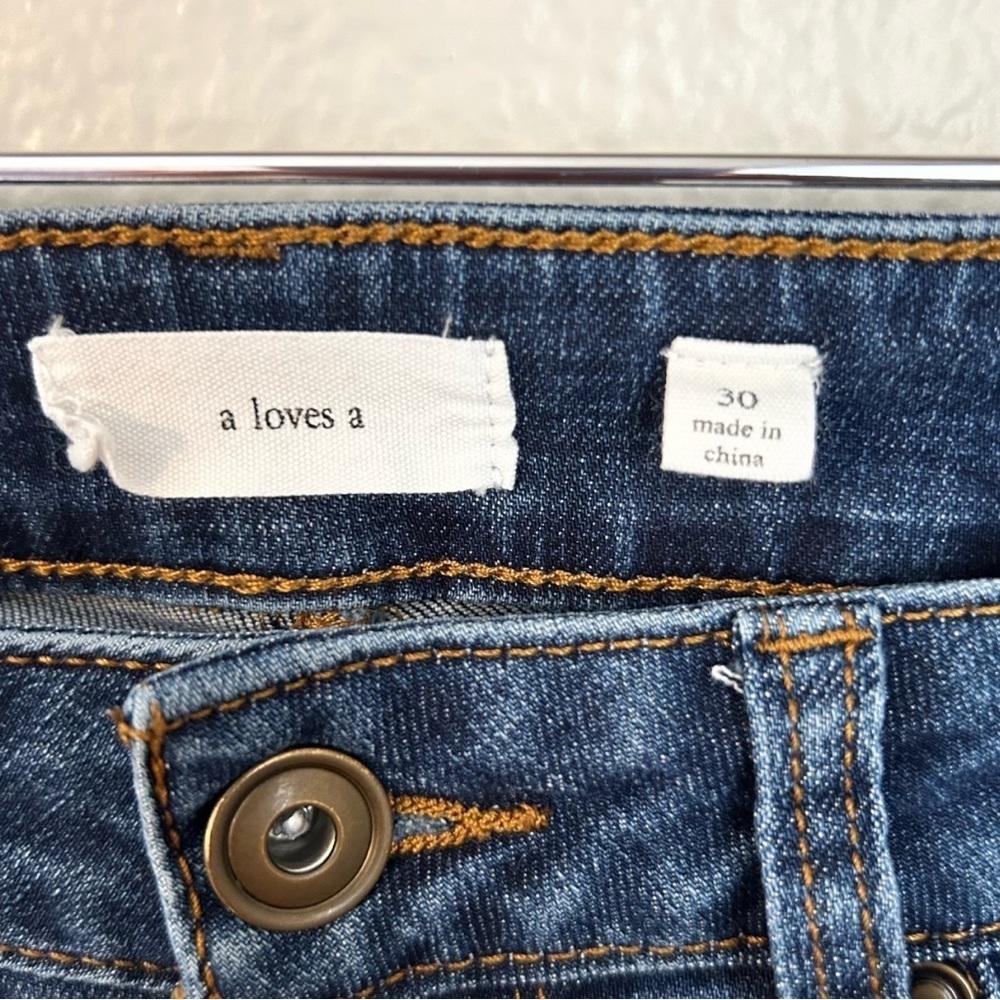 A Loves A Womens Flare Jeans Size 30 Dark Wash HighRise Stretch Denim Boho Retro - Picture 3 of 7